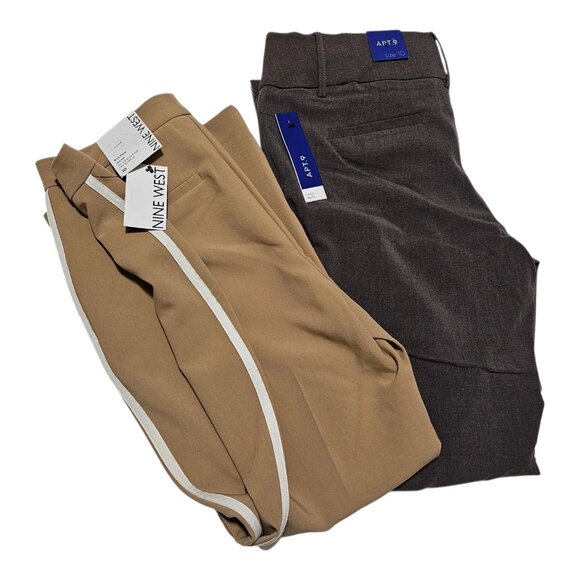 Flat Front Pants Size 10 Nine West APT 9 BUNDLE - Picture 1 of 15
